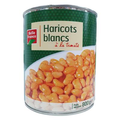 HARICOTS BLANCS TOMATE "BELLE FRANCE" BOITE 4/4